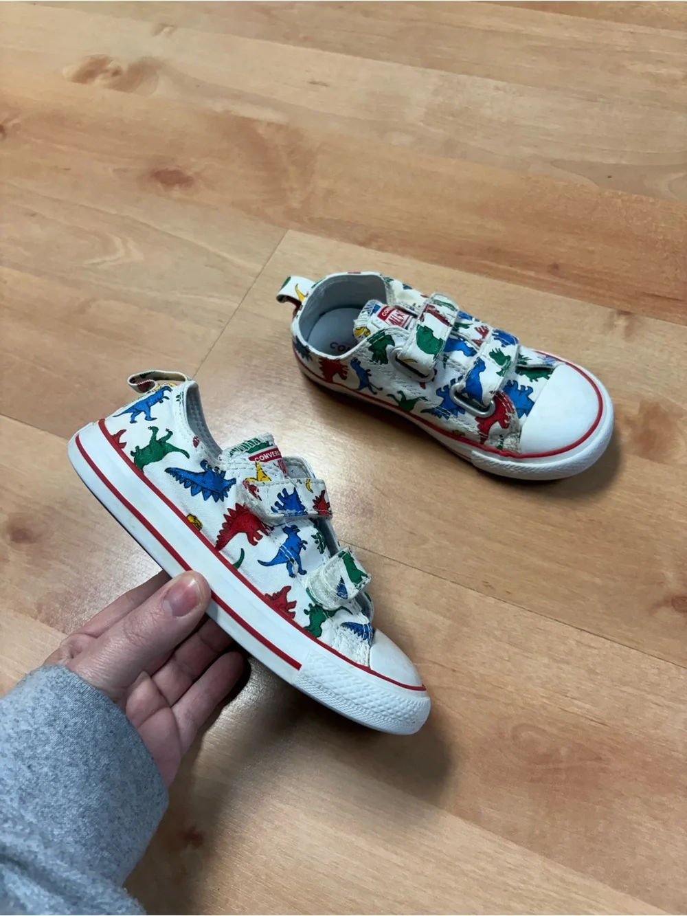 Converse Dinoverse Toddler All Star Double Strap Dinosaur Print Sneakers Size 10